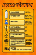 Pack 150 Botellas 1l C/tapa-liquidos,emprendimiento,reventa Blanco