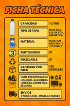 Botellas Plasticas 1l X150 C/tapa-envasar,revender,liquidos Blanco