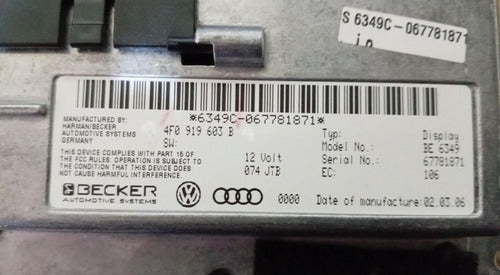 Estéreo Pantalla Para Audi A6, Q7 Usado Original 05-11 Negro