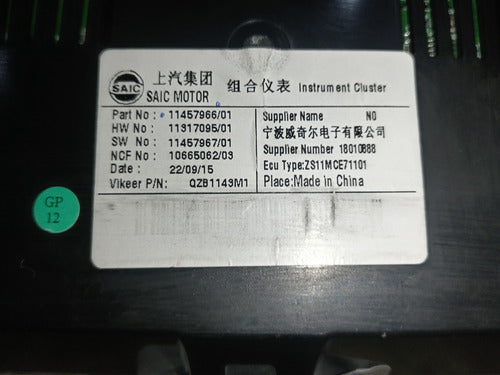 Clúster Velocímetro Mg Zs Autm. Original 21-24 11457966 Negro