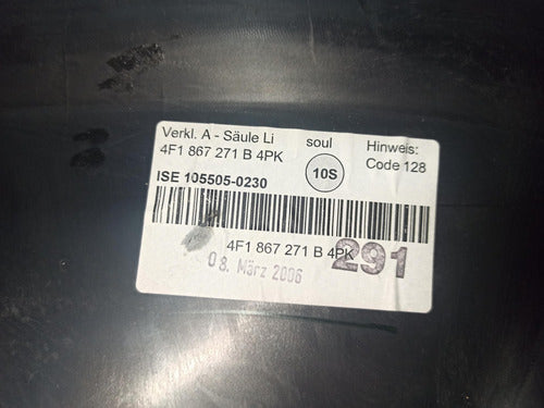 Revestimiento Izquierdo Pilar A Audi A6 06-11 Usado Original Negro