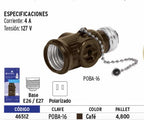 Ladrón Portalámparas Con Cadena Y Doble Contacto Marrón
