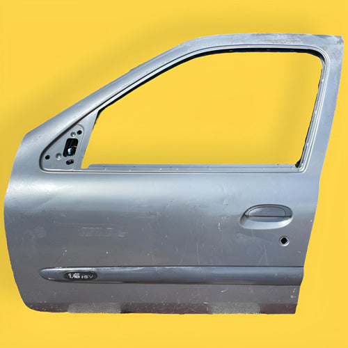 Puerta Delantera Izquierda Platina/clio Usada Original 02-10 Delantera Izquierdo Plateado