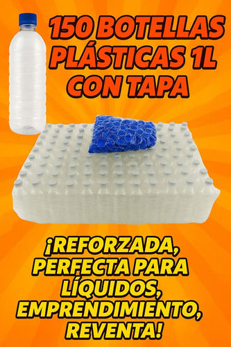 Pack 150 Botellas 1l C/tapa-liquidos,emprendimiento,reventa Blanco