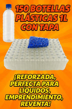 Pack 150 Botellas 1l C/tapa-liquidos,emprendimiento,reventa Blanco